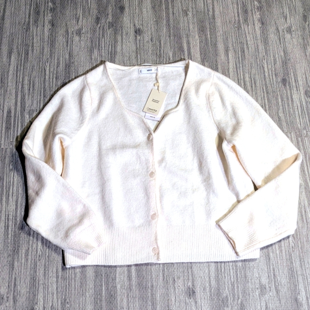 NWT Women's MNG by Mango Soft Cardigan Winter White Recycled Polyester | Sz XXL